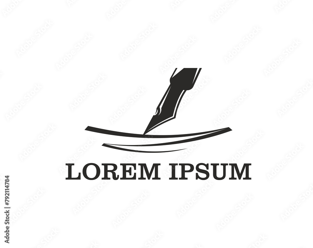Feather pen quill icon for law, notary office or writer, vector symbol. Quill or feather pen sign in ink line signature for lawyer firm or legal attorney, book author and publishing house sign Feather pen quill icon for law, notary office or writer, vector symbol. Quill or feather pen sign in ink line signature for lawyer firm or legal attorney, book author and publishing house sign