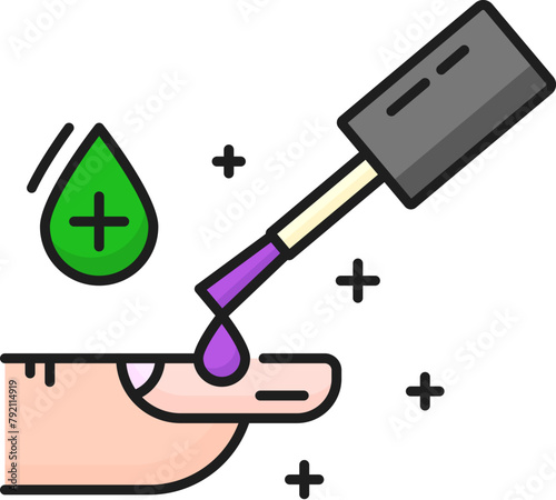 Nails strengthener polish and manicure color line icon for hands care, outline vector. Fingernail beauty or treatment and nail care line pictogram of nail strengthening remedy for nails repair