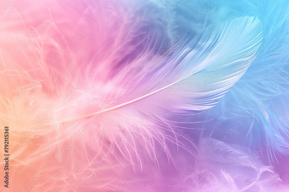 Abstract feather rainbow patchwork background. Closeup image of white fluffy feather under colorful pastel neon foggy mist. Fashion Color Trends Spring Summer 2024 - generative ai Abstract feather rainbow patchwork background. Closeup image of white fluffy feather under colorful pastel neon foggy mist. Fashion Color Trends Spring Summer 2024 - generative ai