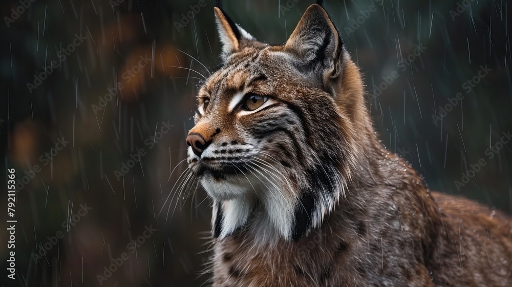 American Lynx in the wild during raining season.
American Lynx in the wild during raining season.