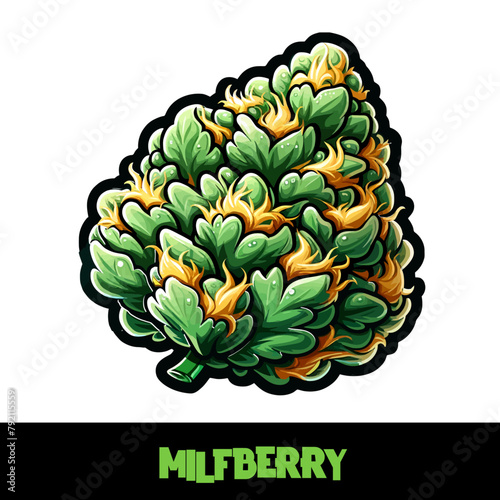 Vector Illustrated Milfberry Cannabis Bud Strain Cartoon
 (ID: 792115559)