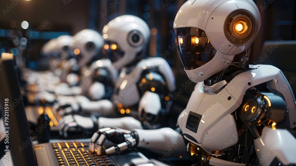 Fototapeta premium ai robot works in the office