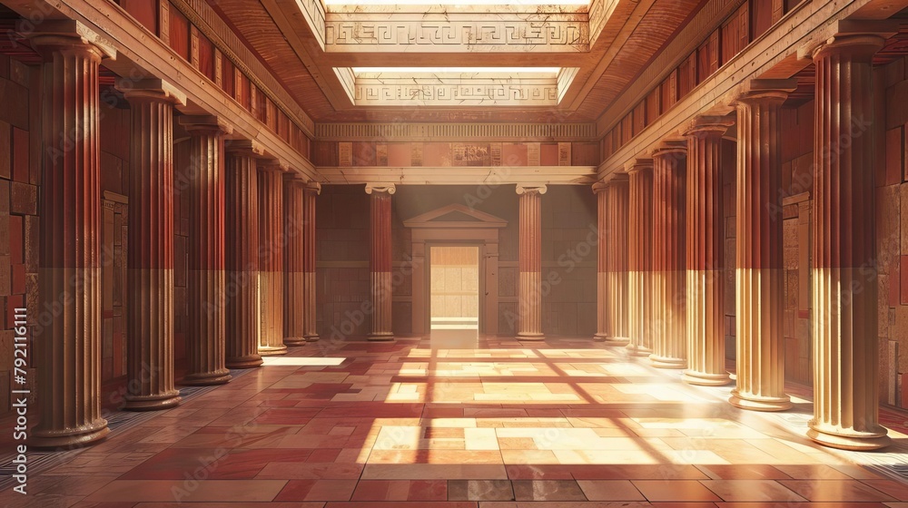 ancient roman empire worship temple interior historical illustration