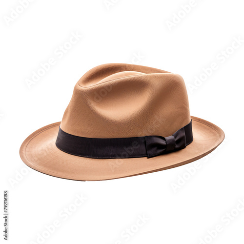 Brown Fedora Hat Isolated on Transparent Background