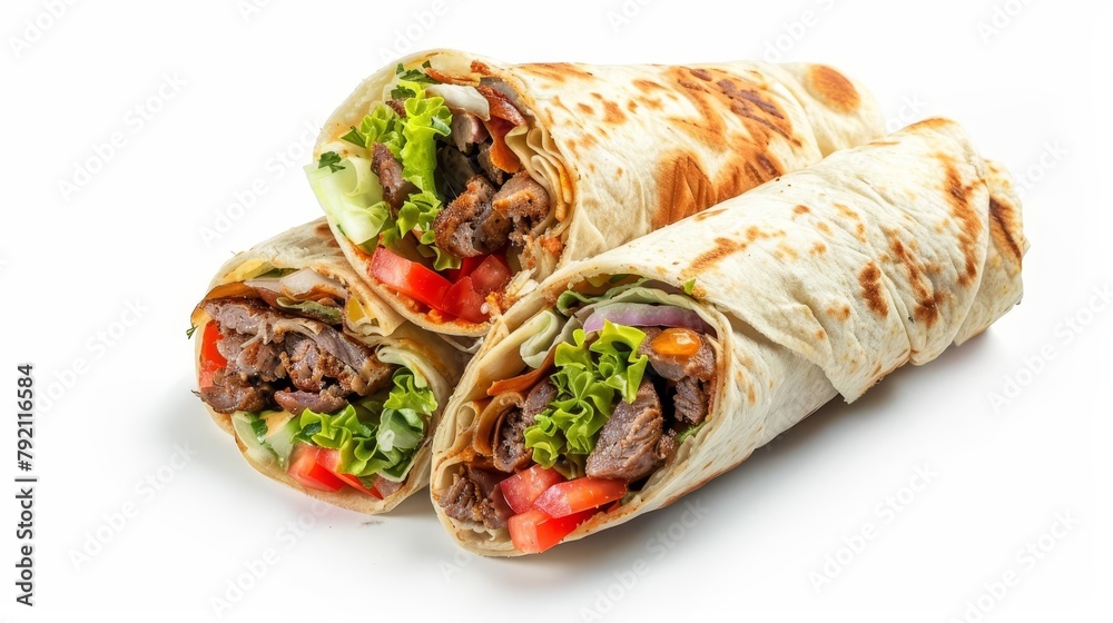 delicious shawarma cut out on white background middle eastern fast food delicious shawarma cut out on white background middle eastern fast food