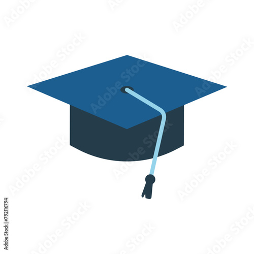 Graduation university or college hat. Simple vector illustration isolated on white background. Symbol of education and wisdom