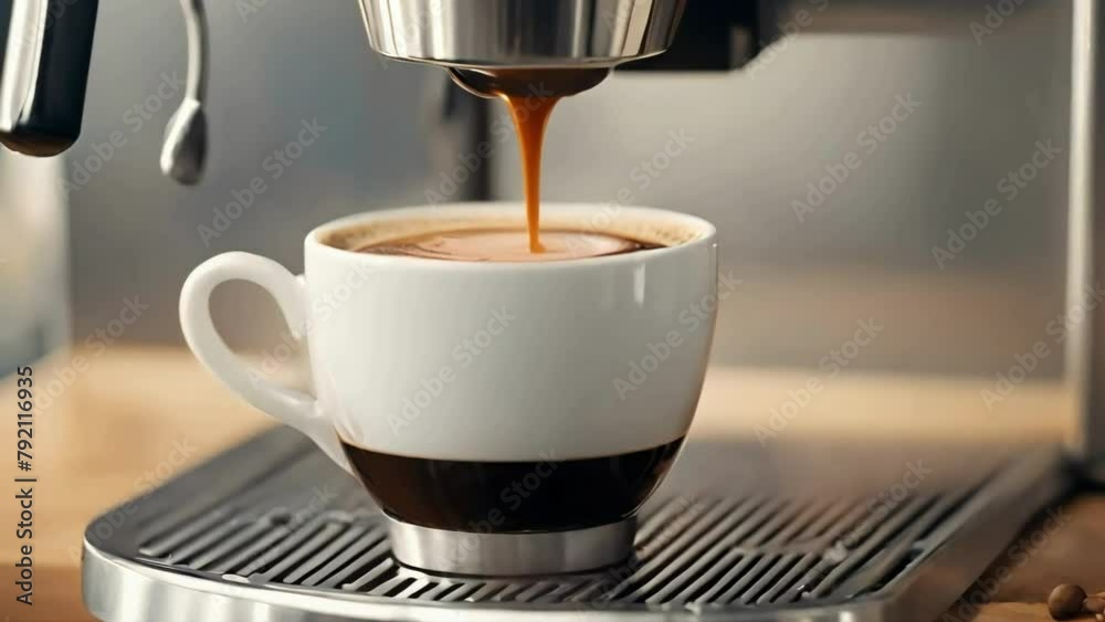 Coffee Machine Animation glass of coffee. coffee machine pouring coffee, soft focus, seamless ...