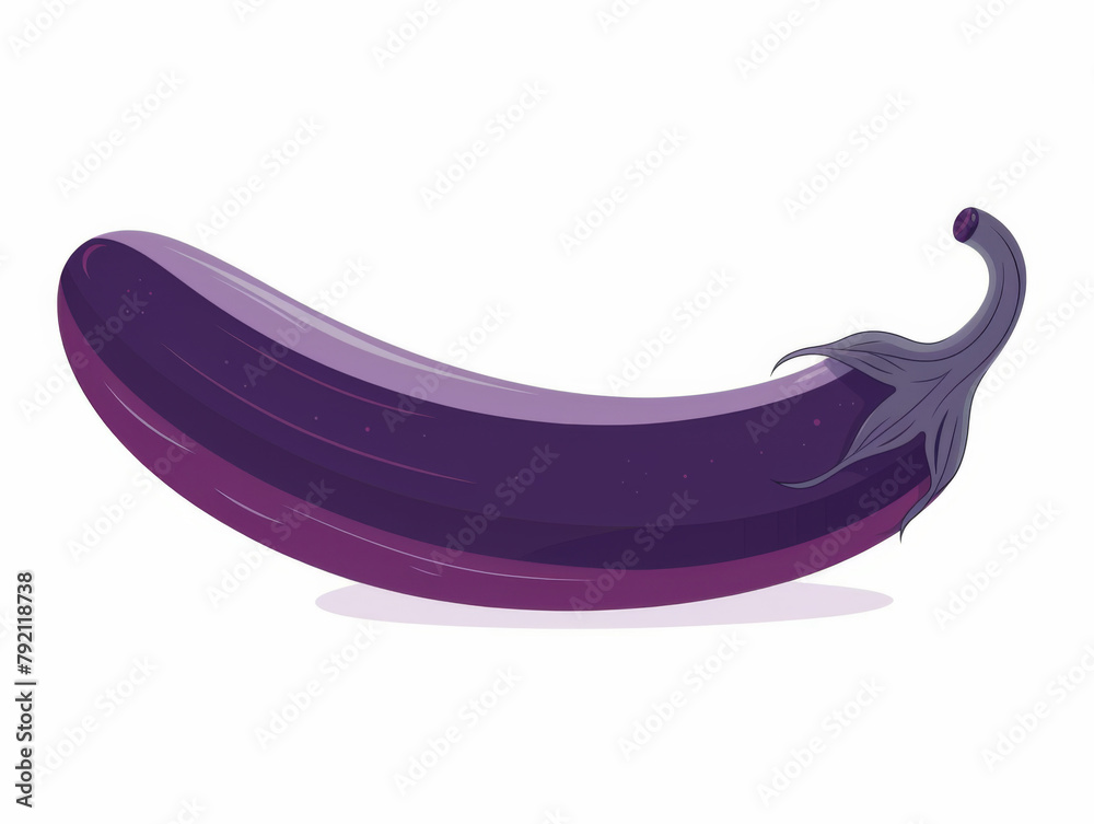 Vector illustration of a single eggplant with a slight shadow, isolated on a white background. Vector illustration of a single eggplant with a slight shadow, isolated on a white background.