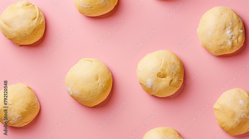Challah dough in round shapes against a pink backgroud. copy space.
Challah dough in round shapes against a pink backgroud. copy space.