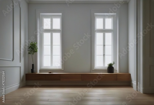 scandinavian interior 3d white floor render design room modern wood Empty wall © akkash jpg