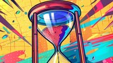 Cartoon hourglass time concept drawing painting art wallpaper background