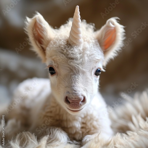 Enchanting images of a lifelike baby unicorn, pure and magical photo