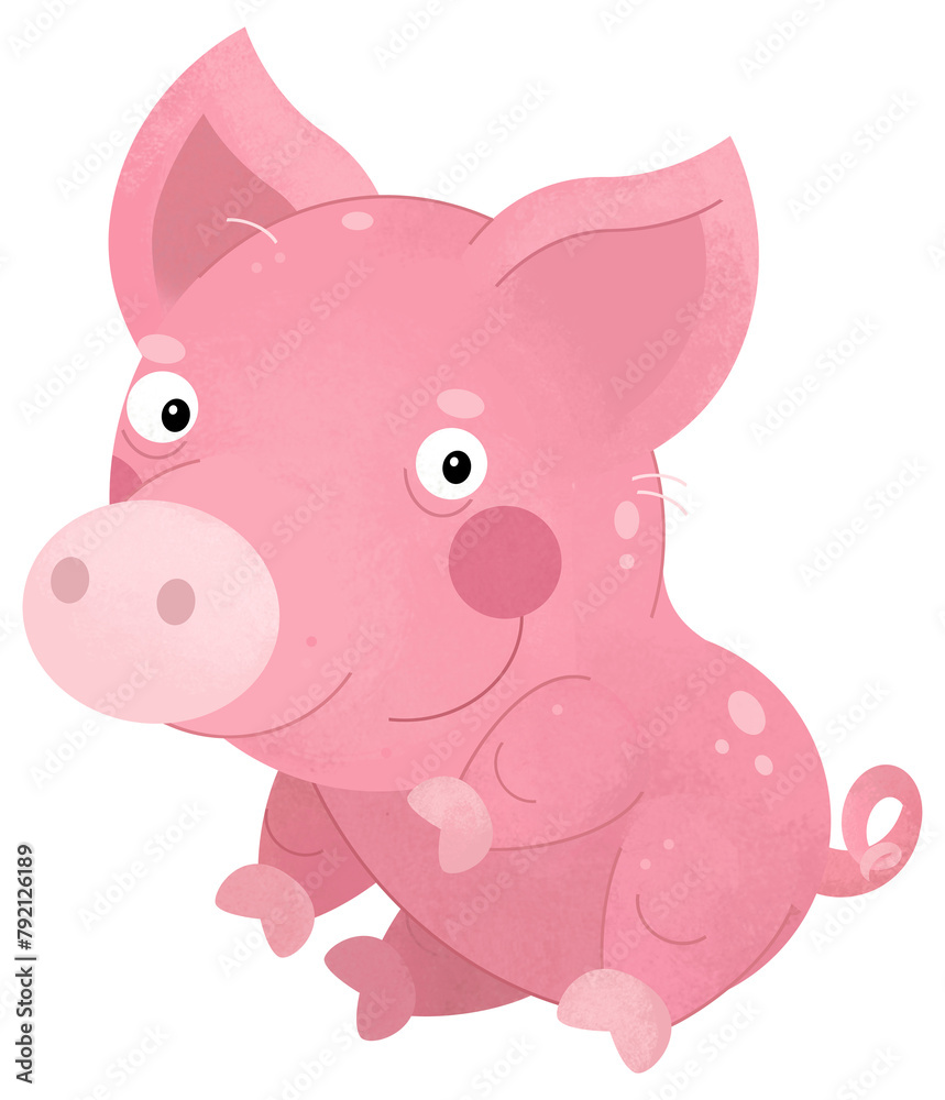 cartoon scene with happy little pig farm animal isolated background illustration for children cartoon scene with happy little pig farm animal isolated background illustration for children