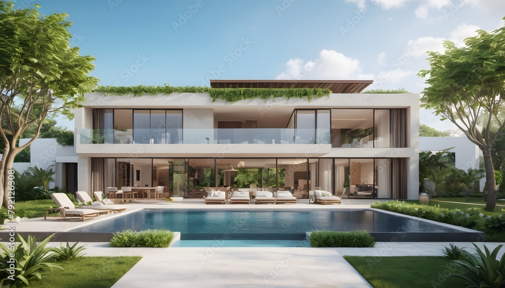 Fototapeta premium luxury home with swimming pool