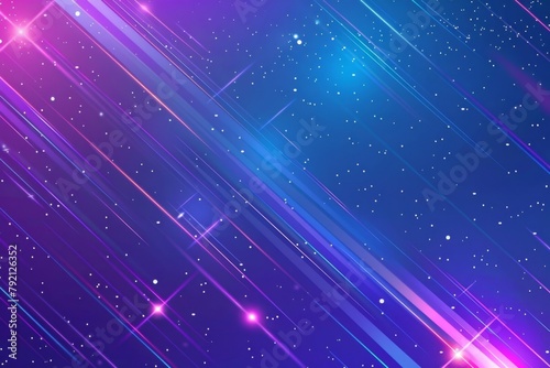 Abstract background with purple glowing stars and lines on blue gradient background Generative AI