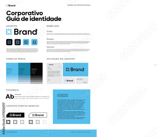 modern Brand Guidelines poster template in brazilian Portuguese