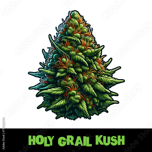 Vector Illustrated Holy Grail Kush Cannabis Bud Strain Cartoon
 (ID: 792126799)