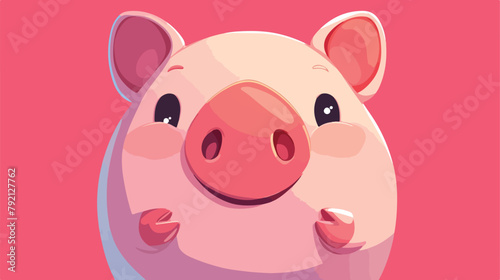 Piggy bank icon on background 2d flat cartoon vacto