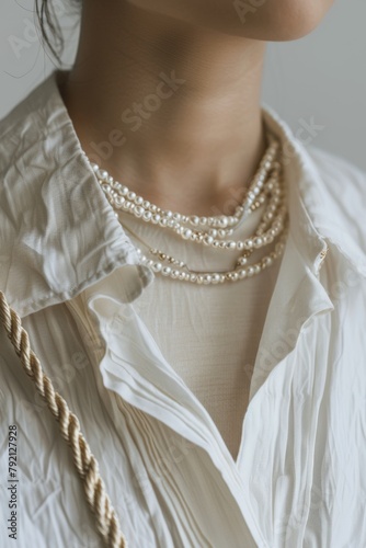 Close Up of Person Wearing White Shirt