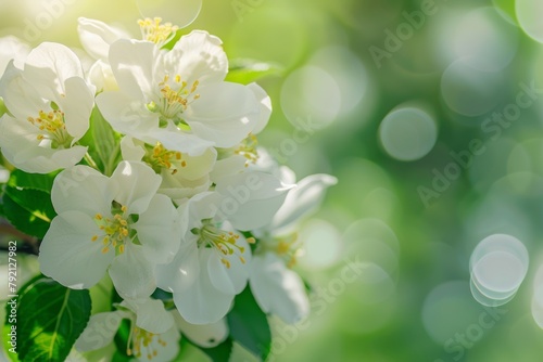 Cluster of White Flowers With Green Leaves