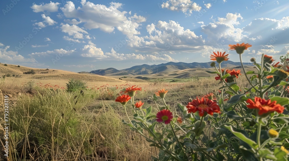 Large Flowers (Gerber Daisies) green flowers in dry Hills.

