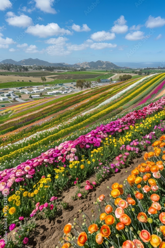 Aerial view of blooming flowers Generative AI Aerial view of blooming flowers Generative AI