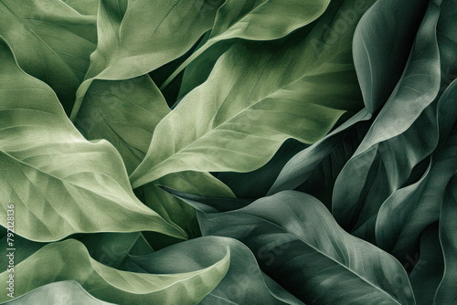 Green plants, botanical vintage pattern © aamulya