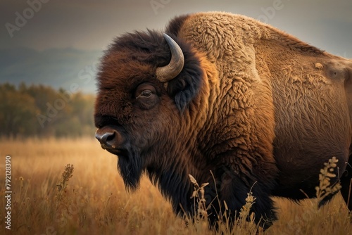 Huge buffalo in grassland