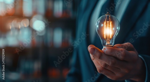 A Man Holding a Light Bulb
