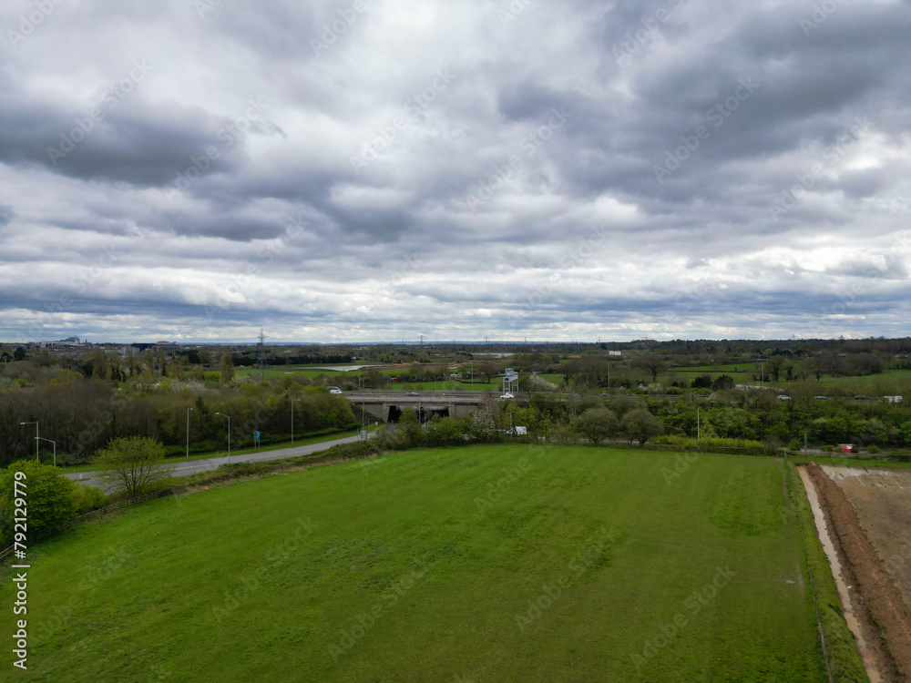 Aerial View of Central Denham Green London City of England United Kingdom. April 3rd, 2024 Aerial View of Central Denham Green London City of England United Kingdom. April 3rd, 2024
