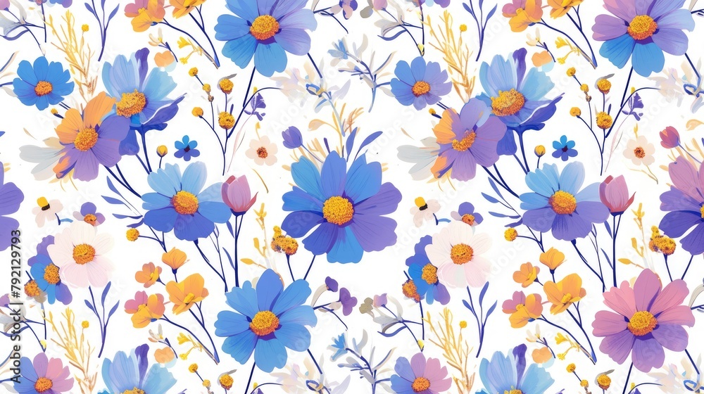 A charming floral pattern featuring vibrant daisy flowers in a simple and colorful botanical design Created with markers this plain sketch is perfect for various uses such as beddi A charming floral pattern featuring vibrant daisy flowers in a simple and colorful botanical design Created with markers this plain sketch is perfect for various uses such as beddi