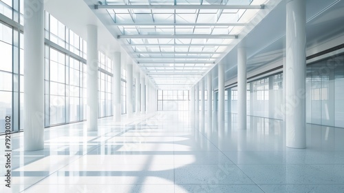 Interior modern white empty office building daylight. AI generated image © saifur