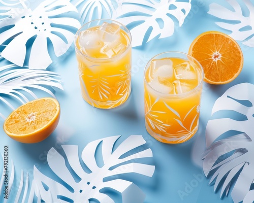 Two Glasses Filled With Orange Juice and Ice