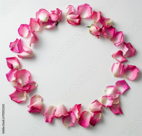 Circle of Pink Flowers on White Surface