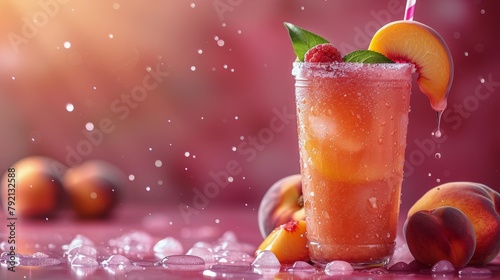 Pink Drink With Peach Slice