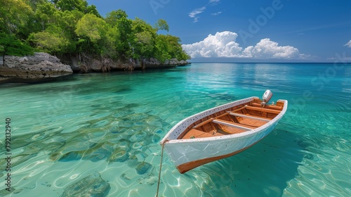 Small Boat Floating on Body of Water © olegganko