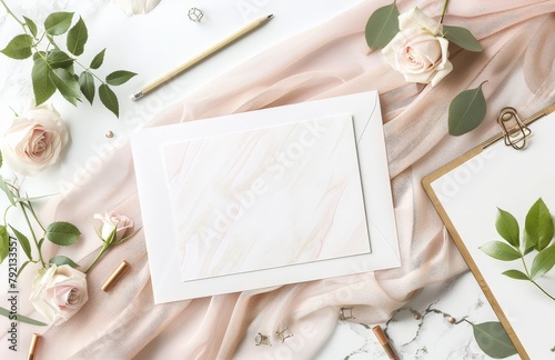 Notepad, Pen, and Flowers on Pink Background