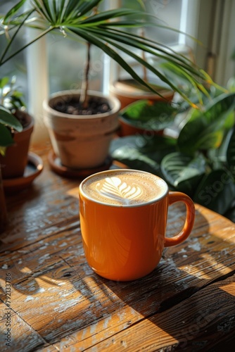 A Cup of Coffee on Wooden Table