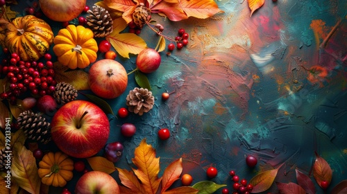 Still Life With Apples, Leaves, and Berries