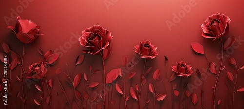 Red Flowers on Red Background