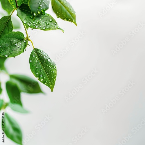Green Leaves With Water Droplets