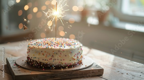 Birthday Cake With Sparkler