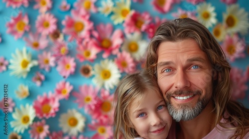 Man and Little Girl Posing for a Picture