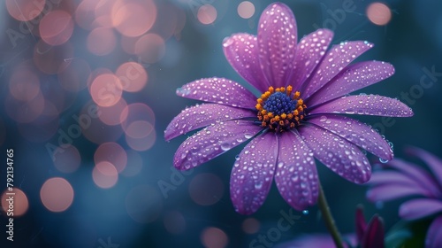 Pink Flowers Covered in Water Droplets