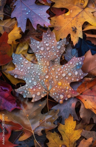 Close Up of Leaf With Water Drops