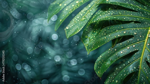 Close Up of a Green Plant With Water Drops