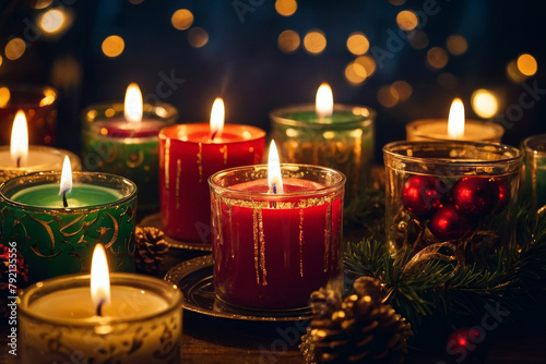 christmas candles and christmas decorations