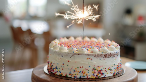 Cake With Sprinkles on a Plate on a Table