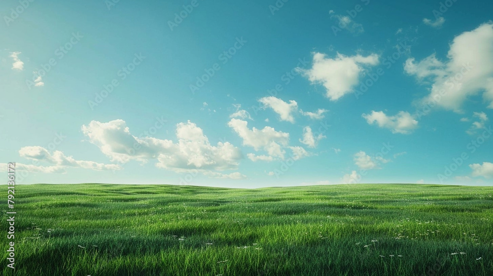 Green field of grass and blue sky Green field of grass and blue sky