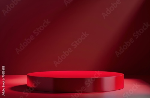 Red Stage With Steps and Wall